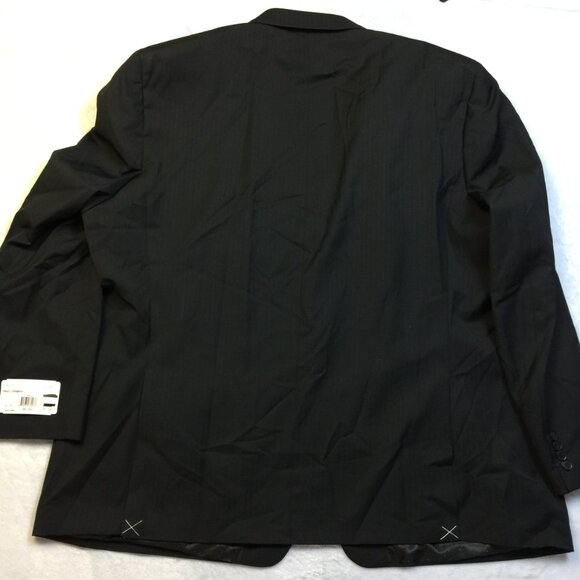New! Michael Strahan Jacket Blazer Mens 56L Black Striped Wool Classic Fit - Picture 2 of 16
